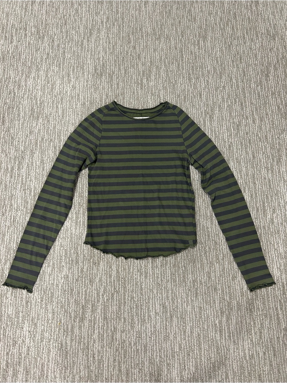 Free People We the Free NWOT Striped Long-Sleeve Crewneck Top in Olive